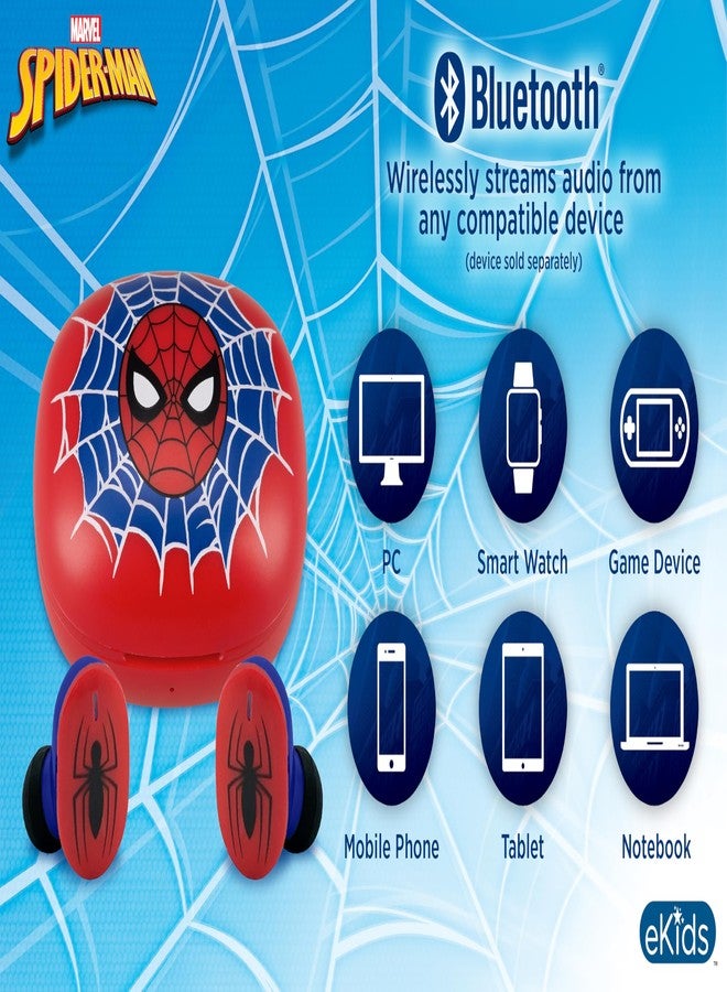 eKids Spiderman Wireless Earbuds with Microphone, Bluetooth Earbuds with Charging Case for Ear Buds, Great Stocking Stuffers for Kids - Image 4